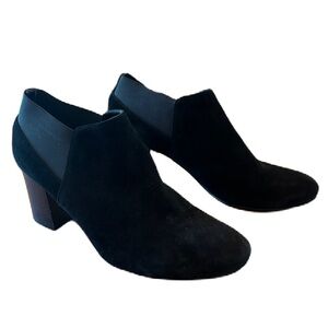 Vaneli Black Leather Suede Booties Block Heel Size 11